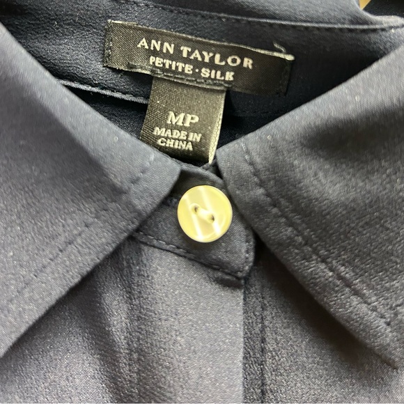 Ann Taylor Midnight Blue Silk Blouse - Picture 3 of 4